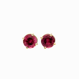 Rubellite Tourmaline Four Prong Studs in Solid 14K Gold | Round 4.5mm