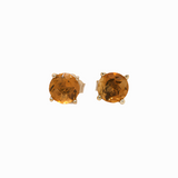 Four Prong Round Citrine Studs | Solitaire Studs