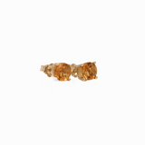 Citrine Four Prong Studs in Solid 14K Gold | Round 4mm 5mm 6mm
