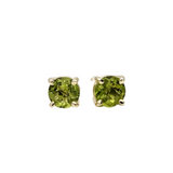 Four Prong Round Peridot Studs | Solitaire Studs