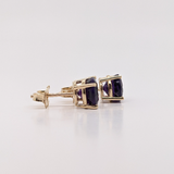 Amethyst Four Prong Studs in Solid 14K Gold | Round 4mm 5mm 6mm 7mm