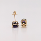 Amethyst Four Prong Studs in Solid 14K Gold | Round 4mm 5mm 6mm 7mm