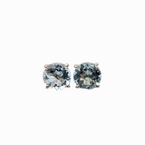 Four Prong Round Aquamarine Stud Earrings | Solitaire Studs