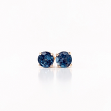 London Topaz Four Prong Studs in Solid 14K Gold | Round 4mm 5mm