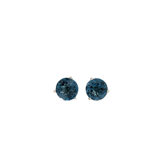 London Topaz Martini Studs in Solid 14K Gold | Round 4mm 5mm 6mm 7mm