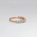 Marquise and Round Diamond Band in Solid 14k White, Yellow or Rose Gold
