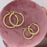 Polished Hoop Earrings in Hollow 14k White or Yellow Gold