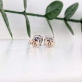 Solitaire Round Blue Sapphire Studs