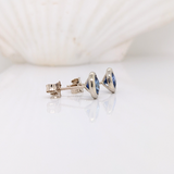 Solitaire Bezel Round Blue Sapphire Studs