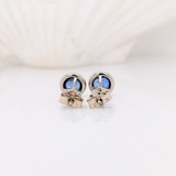 Solitaire Bezel Round Blue Sapphire Studs