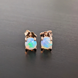 Opal Four Prong Studs in Solid 14K Gold | Round 5mm