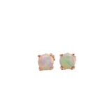 Opal Four Prong Studs in Solid 14K Gold | Round 5mm