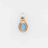 Swiss Topaz Pendant w Natural Diamond Halo in Solid 14k Yellow Gold