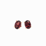 Garnet Oval Stud Earrings | Solitaire Studs