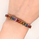 Rainbow Sapphire Bracelet in Solid 14k Yellow, White or Rose Gold