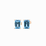 Swiss Topaz Emerald Cut Stud Earrings | Solitaire Studs