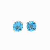 Four Prong Round Swiss Topaz Studs | Solitaire Studs