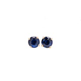 Solitaire Round Blue Sapphire Studs