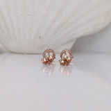 Peach Morganite Martini Prong Studs in Solid 14K Gold | Round 6mm