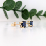 Four Prong Round Blue Sapphire Stud Earrings | Stud Earrings