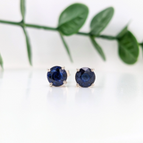 Solitaire Round Blue Sapphire Studs