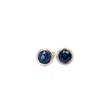 Solitaire Bezel Round Blue Sapphire Studs