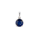 Minimalist Blue Sapphire and Natural Diamond Accent Pendant in Solid 14K Gold, Elegant Gemstone Pendant: Anniversary & Special Occasion Gift