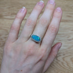 lali 14k white gold 1.93cts boulder opal diamond ring | fancy shape 13x6.6mm