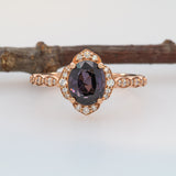 Elegant 2Ct Purple Spinel Ring in Solid 14K Gold with Earth Mined Diamond Accents, Oval 8x6.5mm