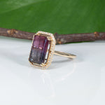 14K yellow gold bi-color tourmaline ring