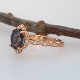Elegant 2Ct Purple Spinel Ring in Solid 14K Gold with Earth Mined Diamond Accents, Oval 8x6.5mm