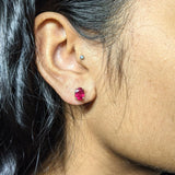 Natural Madagascar Ruby Studs in Solid 14K Gold | Push Backs | Oval 6x4mm 7x5mm 8x6mm 9x7mm 10x8mm