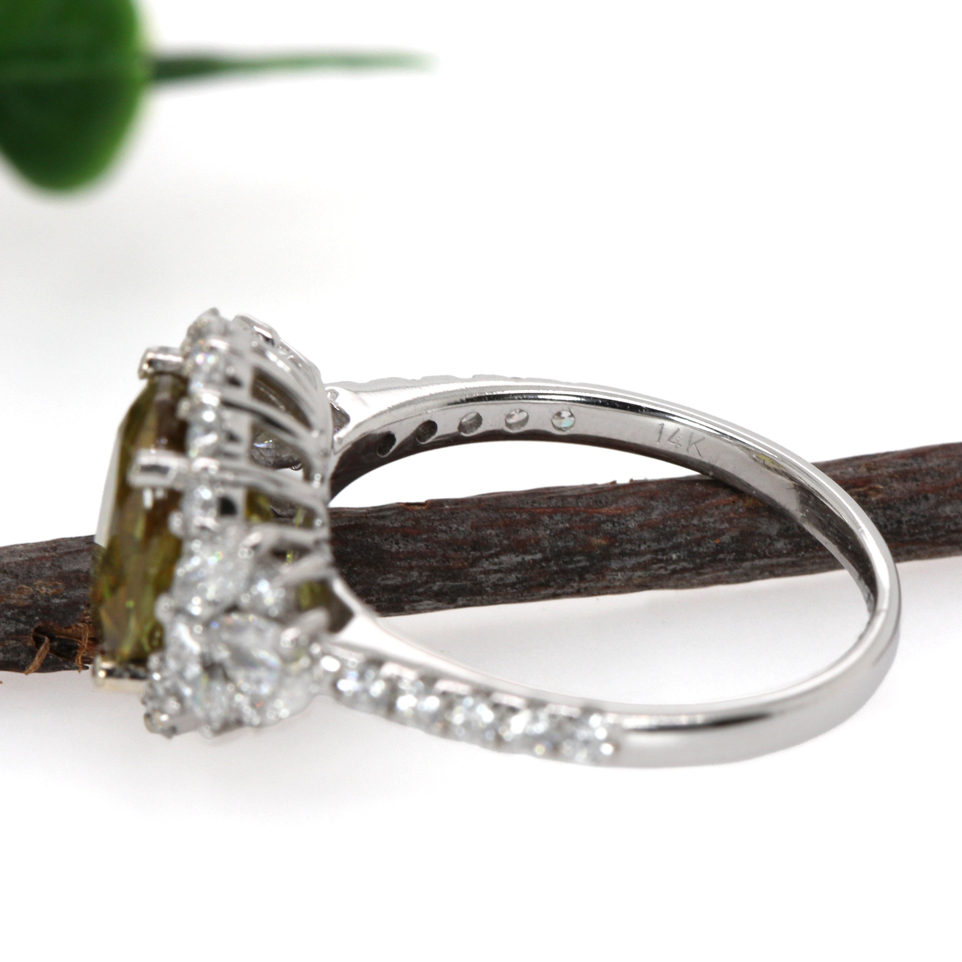 Rishi 14K White Gold 3.12cts Sphene Diamond Ring | Oval 10X8mm