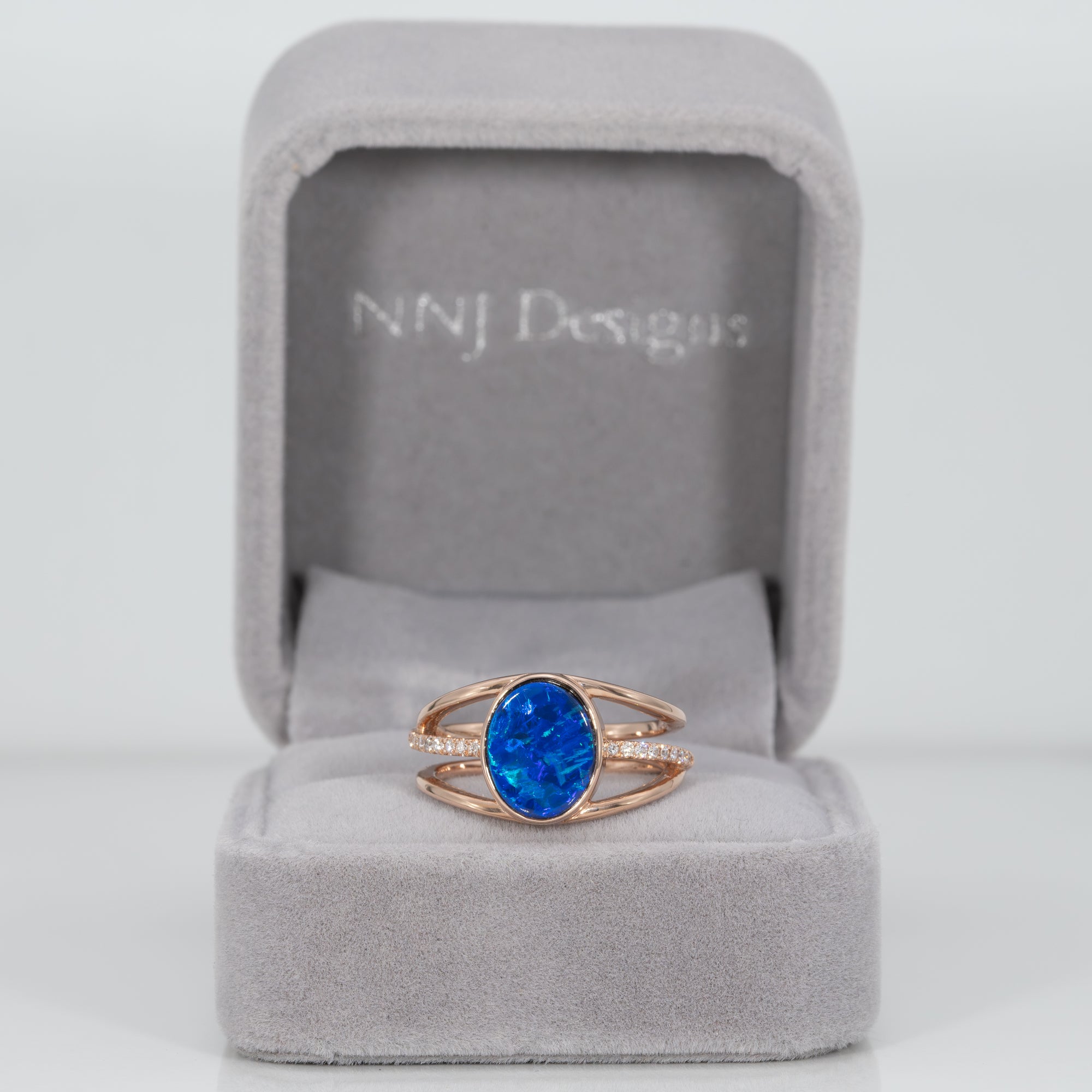 14K rose gold boulder opal ring