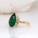 Solene 14K Yellow Gold Zambian Emerald and Diamonds Ring | Pear Shape 14x9mm