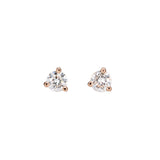 14K Solid Gold Lab-Created Diamond Martini Solitaire Stud Earrings | Round 3mm