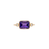 2.1Ct Zambian Amethyst Ring with Natural Diamonds Accents: Solid 14K Gold, 9x7mm