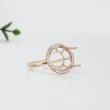 Lovely East West Oval Ring Semi Mount with a Halo of Natural Diamond Accents in Solid 14k Gold | Oval Shape | Customizable