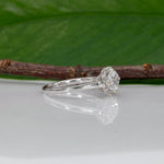 14K white gold oval lab grown diamond ring with diamond accents