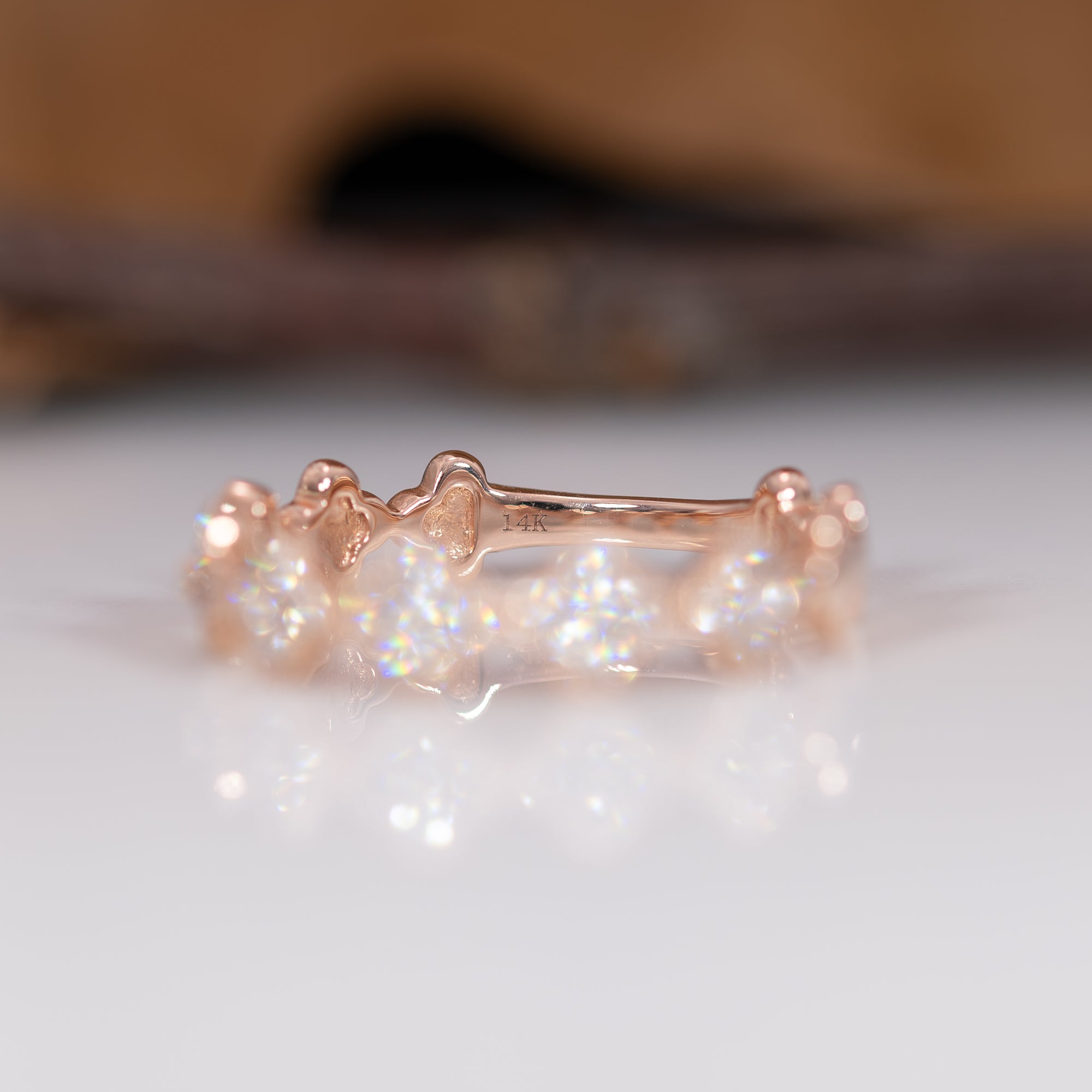 14K rose gold diamond band