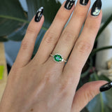 14K yellow gold tsavorite garnet ring with diamond accents