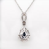 Delphine 14K White Gold AA Ceylon Blue Sapphire and Diamond Pendant | PE 6.5x4.5mm