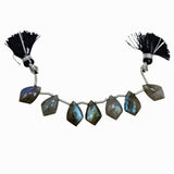 Labradorite Drilled Strand | 7 Gemstones | Side Drilled Faceted Gems 15x10x5.5mm | Labradorite Jewelry | Beautiful Gemstone