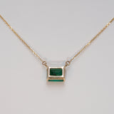 14K Yellow Gold Zambian Emerald Necklace