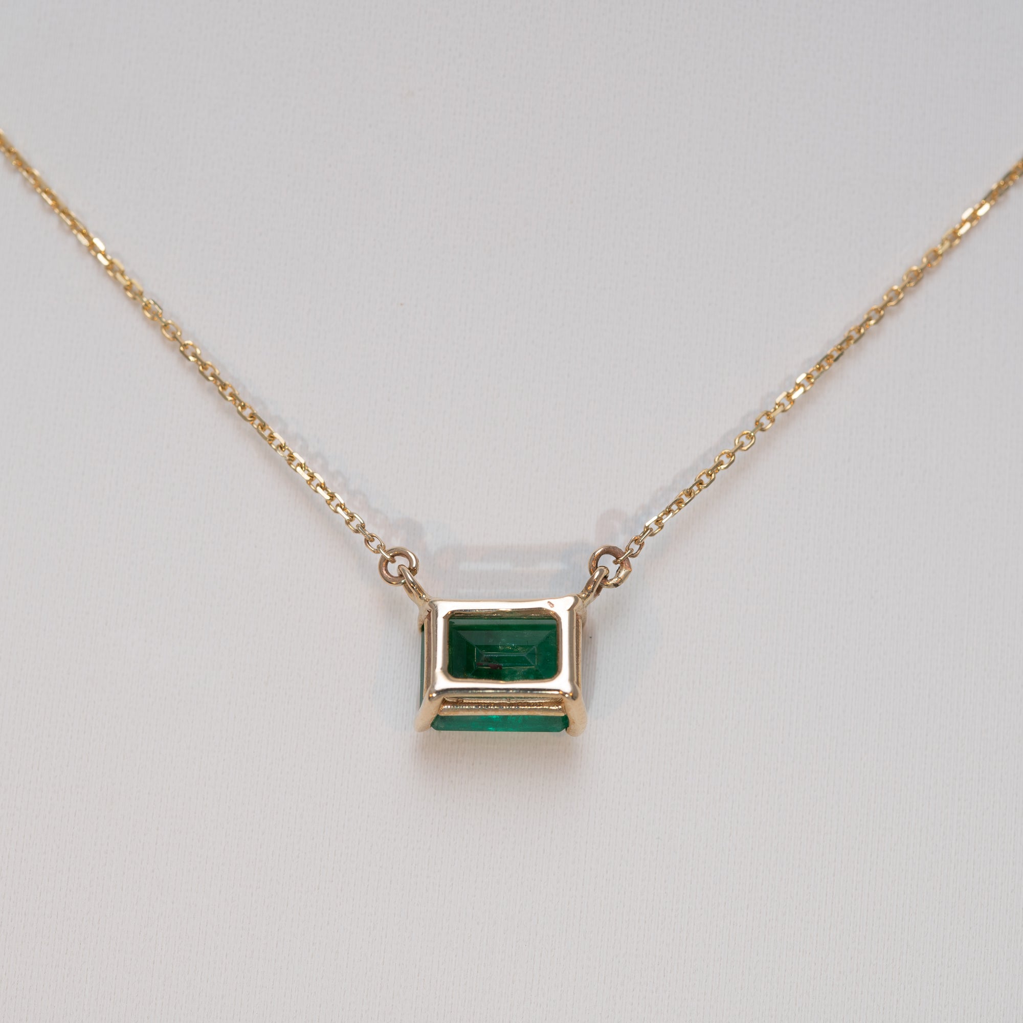 14K Yellow Gold Zambian Emerald Necklace