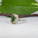 14K white & yellow gold chrome tourmaline ring