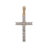 Lab Diamond Cross Pendant in Solid 14K Gold – 3mm Elegant Minimalist Faith Necklace