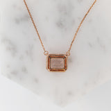 Natural Morganite & Diamond Halo Pendant Necklace in Solid 14K Gold with Attached Chain – Elegant Pink Gemstone Jewelry for Women