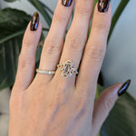 14K white & yellow gold diamond semi-mount ring