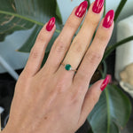 14K yellow gold colombian emerald ring with diamond accents